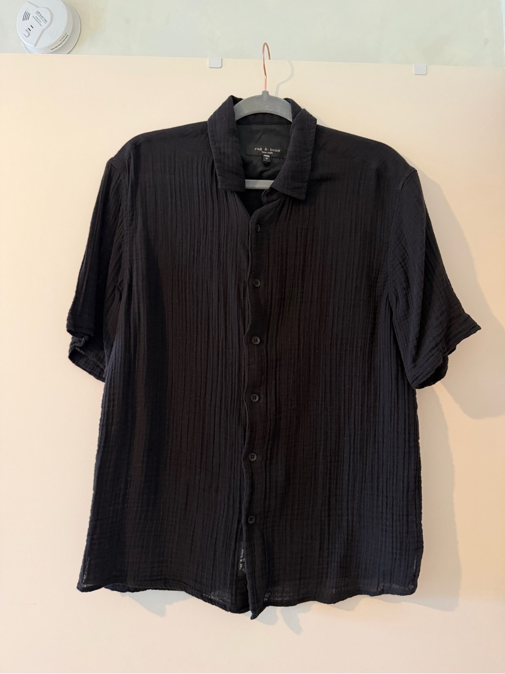 Men’s Rag and Bone Short Sleeve Black Button Up